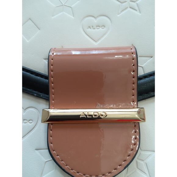 Chic Leather embossed Crossbody satchel Cream cognac Top handle classic luxury - Picture 4 of 12